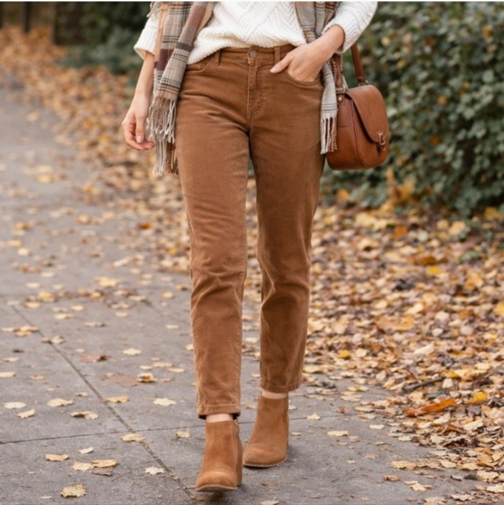 Talbots Flawless Five Pocket Straight Tan Corduroy Pants Sz14 Minimalist Neutral